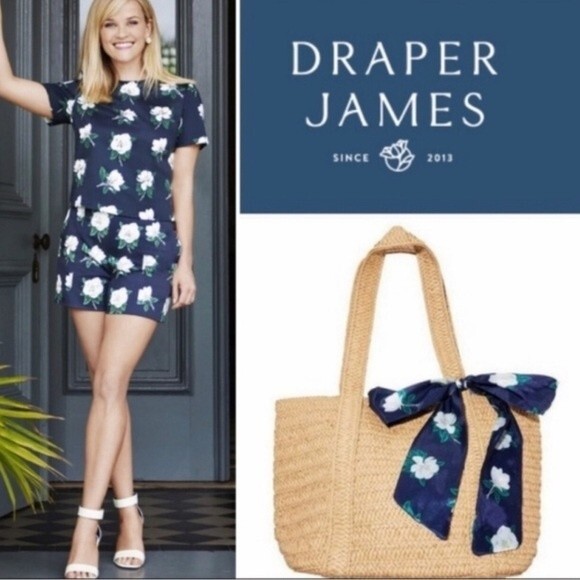 Draper James Everyday Woven Straw Bag with Floral Scarf - Picture 9 of 9